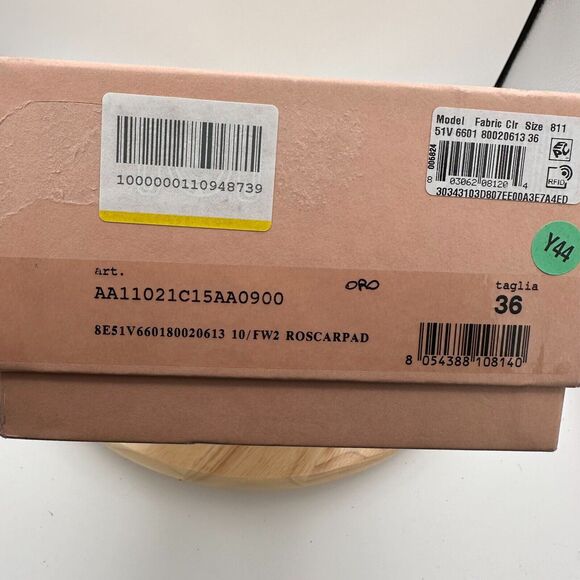 Alberta Ferretti Flat Shoes Womens 36 Gold Leather Mia Mule Slip On Banana - Picture 10 of 10